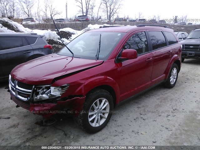 3C4PDDBG2GT200847 - 2016 DODGE JOURNEY SXT RED photo 2