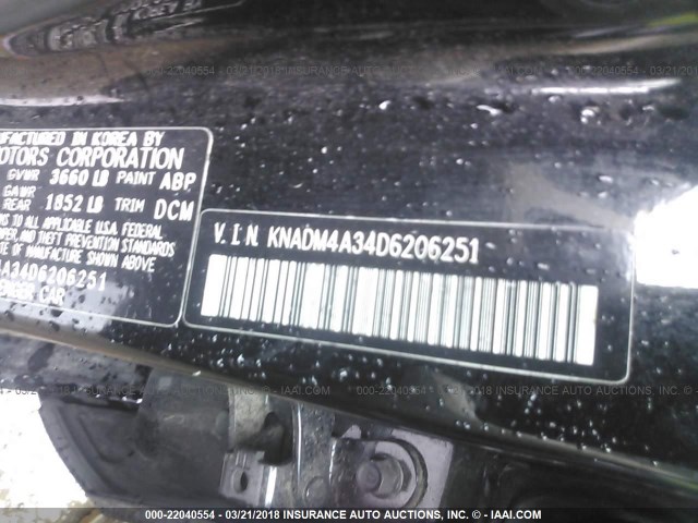 KNADM4A34D6206251 - 2013 KIA RIO LX BLACK photo 9