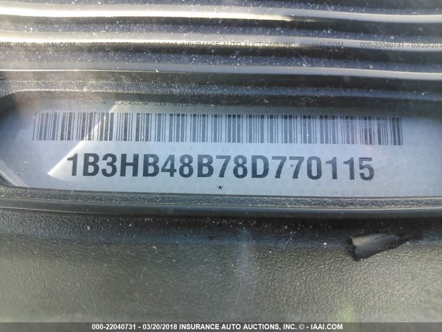 1B3HB48B78D770115 - 2008 DODGE CALIBER SXT BLACK photo 9