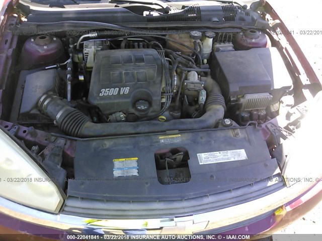1G1ZT54835F285687 - 2005 CHEVROLET MALIBU LS ბურგუნდია ფოტო 10