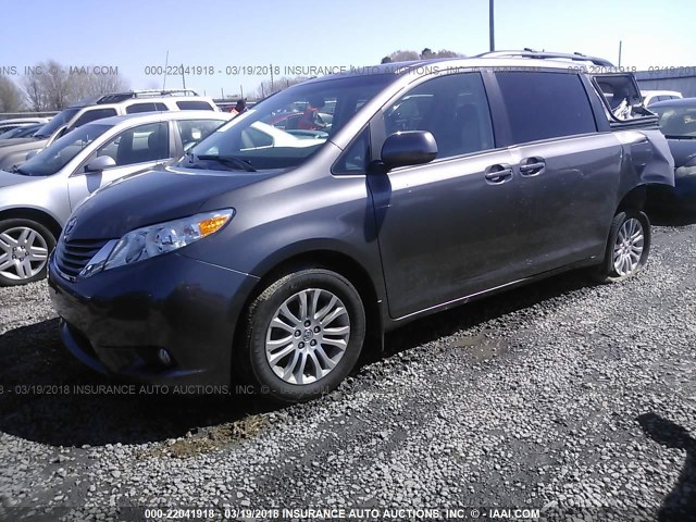 5TDYK3DC7ES449361 - 2014 TOYOTA SIENNA XLE/LIMITED GRAY photo 2