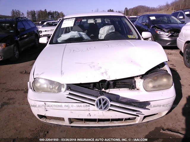 9BWBT21J314033237 - 2001 VOLKSWAGEN GOLF GL WHITE photo 6