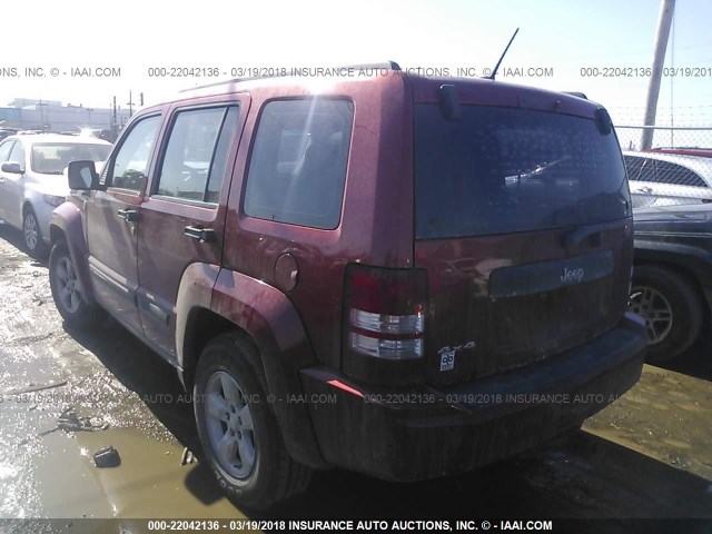 1J8GN28K79W528459 - 2009 JEEP LIBERTY SPORT RED photo 3