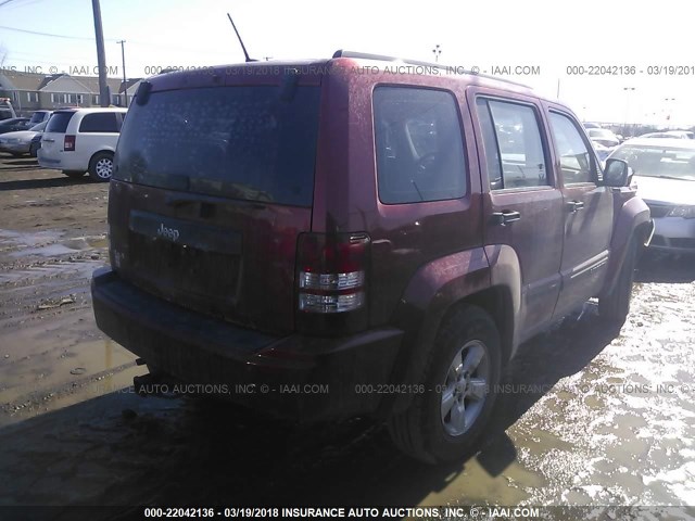 1J8GN28K79W528459 - 2009 JEEP LIBERTY SPORT RED photo 4