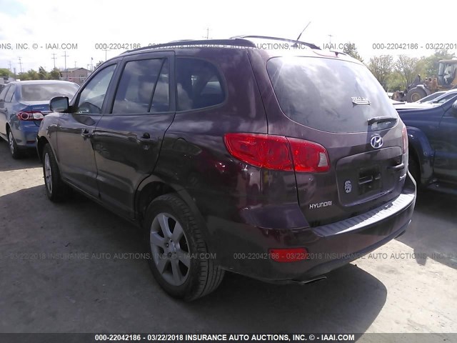 5NMSH13E87H107516 - 2007 HYUNDAI SANTA FE SE/LIMITED MAROON photo 3