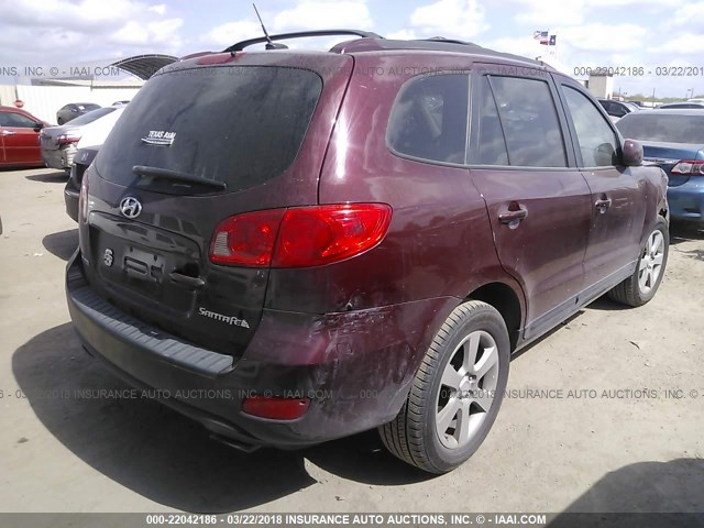 5NMSH13E87H107516 - 2007 HYUNDAI SANTA FE SE/LIMITED MAROON photo 4