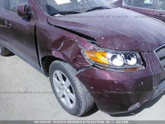 5NMSH13E87H107516 - 2007 HYUNDAI SANTA FE SE/LIMITED MAROON photo 6