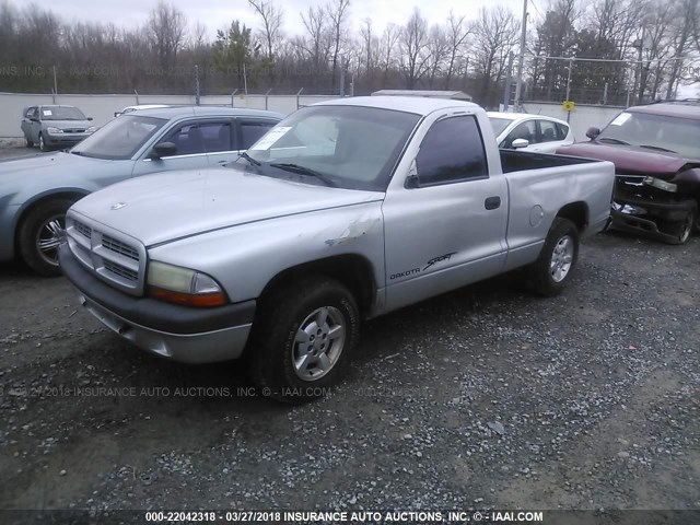 1B7FL26X21S250279 - 2001 DODGE DAKOTA SILVER photo 2