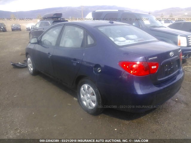 KMHDU46DX8U368516 - 2008 HYUNDAI ELANTRA GLS/SE/LIMITED BLUE photo 3