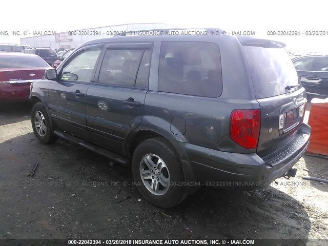 2HKYF18524H507398 - 2004 HONDA PILOT EXL GRAY photo 3