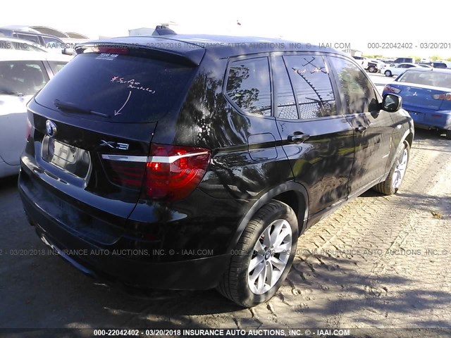5UXWX9C52D0A32599 - 2013 BMW X3 XDRIVE28I BLACK photo 4