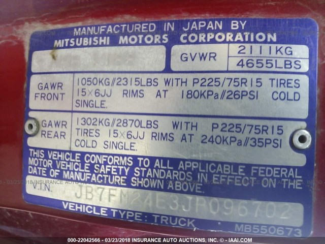 JB7FM24E3JP096702 - 1988 DODGE RAM 50 RED photo 9