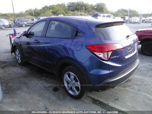 3CZRU5H3XGM746013 - 2016 HONDA HR-V LX BLUE photo 3