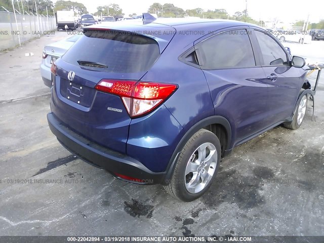 3CZRU5H3XGM746013 - 2016 HONDA HR-V LX BLUE photo 4