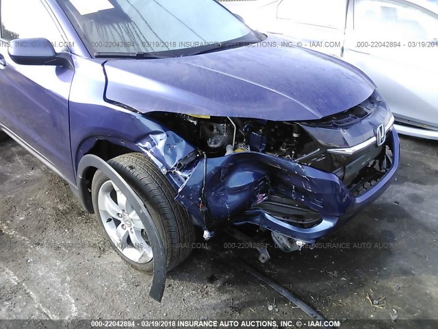 3CZRU5H3XGM746013 - 2016 HONDA HR-V LX BLUE photo 6