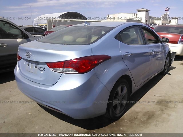 KMHDH4AE5CU402911 - 2012 HYUNDAI ELANTRA GLS/LIMITED Light Blue photo 4