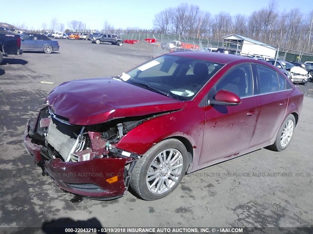 1G1PJ5SC6C7369918 - 2012 CHEVROLET CRUZE ECO RED photo 2