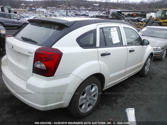 1B3HB48B47D319884 - 2007 DODGE CALIBER SXT WHITE photo 4