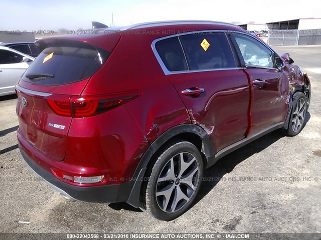 KNDPR3A64H7152083 - 2017 KIA SPORTAGE SX RED photo 4