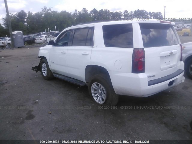 1GNSCBKCXJR115258 - 2018 CHEVROLET TAHOE C1500 LT WHITE photo 3