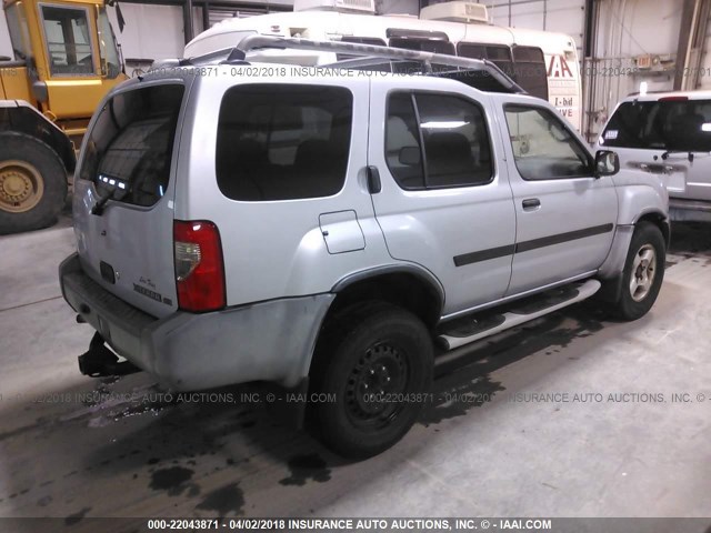 5N1ED28T31C513629 - 2001 NISSAN XTERRA XE/SE SILVER photo 4