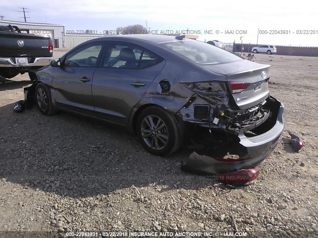 5NPD84LF5JH256236 - 2018 HYUNDAI ELANTRA SEL/VALUE/LIMITED GRAY photo 3