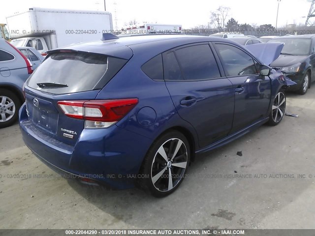 4S3GTAK67H3727997 - 2017 SUBARU IMPREZA SPORT BLUE photo 4