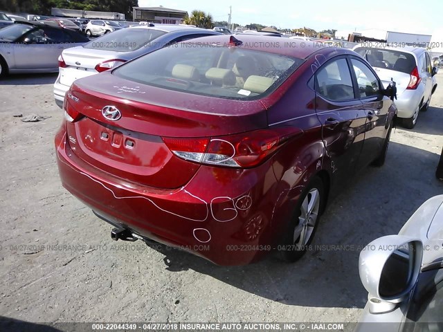 KMHDH4AE6DU487503 - 2013 HYUNDAI ELANTRA GLS/LIMITED RED photo 4