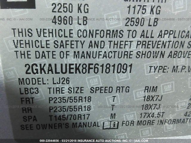 2GKALUEK8F6181091 - 2015 GMC TERRAIN DENALI SILVER photo 9