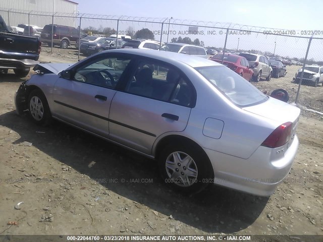 2HGES16335H509818 - 2005 HONDA CIVIC DX VP SILVER photo 3