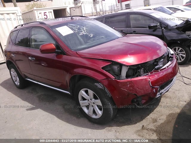 JN8AZ08T07W513642 - 2007 NISSAN MURANO SL/SE/S RED photo 1