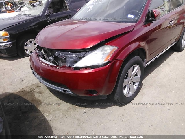 JN8AZ08T07W513642 - 2007 NISSAN MURANO SL/SE/S RED photo 6