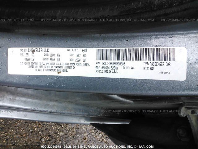 1B3LC46B09N520205 - 2009 DODGE AVENGER SE/SXT GRAY photo 9