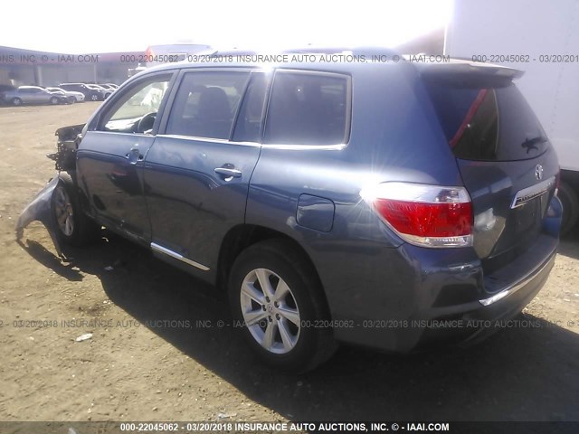 5TDBK3EH5BS059712 - 2011 TOYOTA HIGHLANDER SE Bleu photo 3