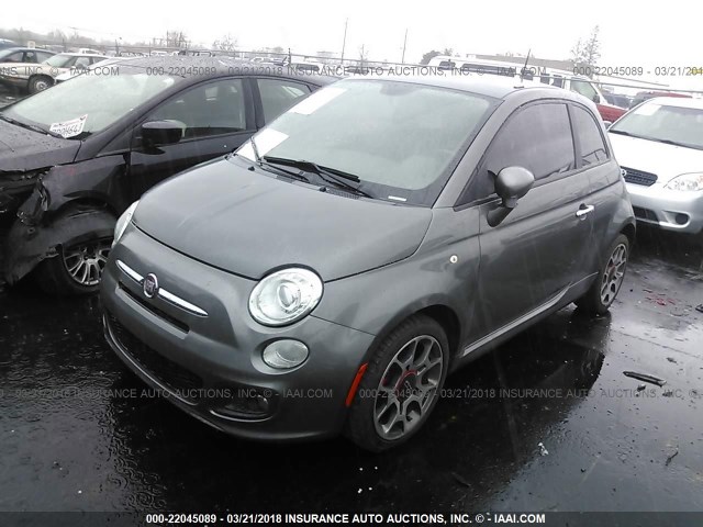 3C3CFFBRXCT338978 - 2012 FIAT 500 SPORT GRAY photo 2