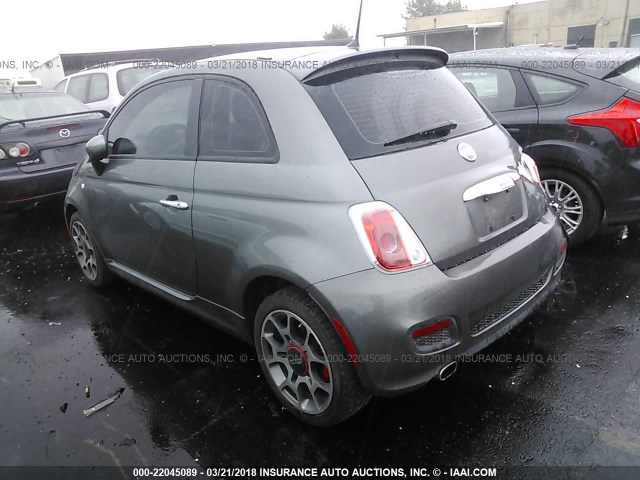 3C3CFFBRXCT338978 - 2012 FIAT 500 SPORT GRAY photo 3