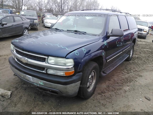 3GNFK16T91G195130 - 2001 CHEVROLET SUBURBAN K1500 BLUE photo 2