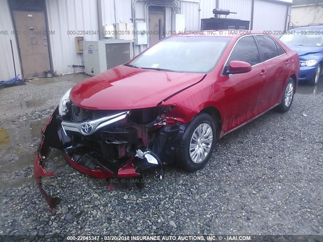4T4BF1FK2ER396214 - 2014 TOYOTA CAMRY L/SE/LE/XLE RED photo 2