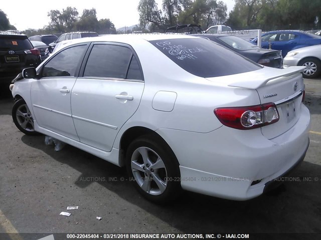 2T1BU4EE2CC756268 - 2012 TOYOTA COROLLA S/LE WHITE photo 3