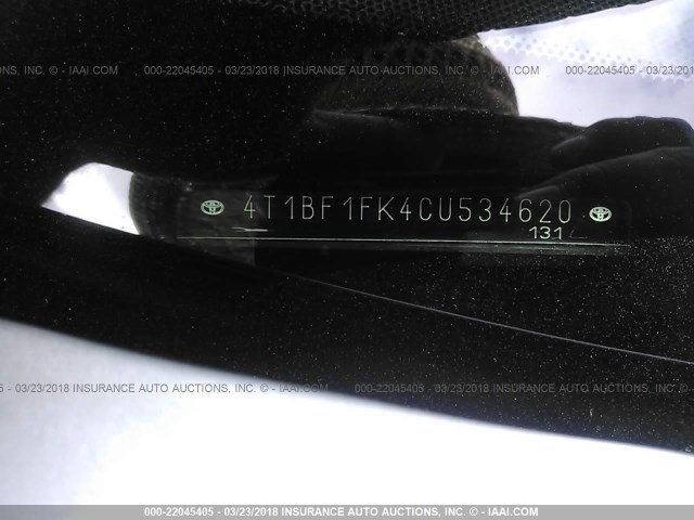 4T1BF1FK4CU534620 - 2012 TOYOTA CAMRY SE/LE/XLE SILVER photo 9