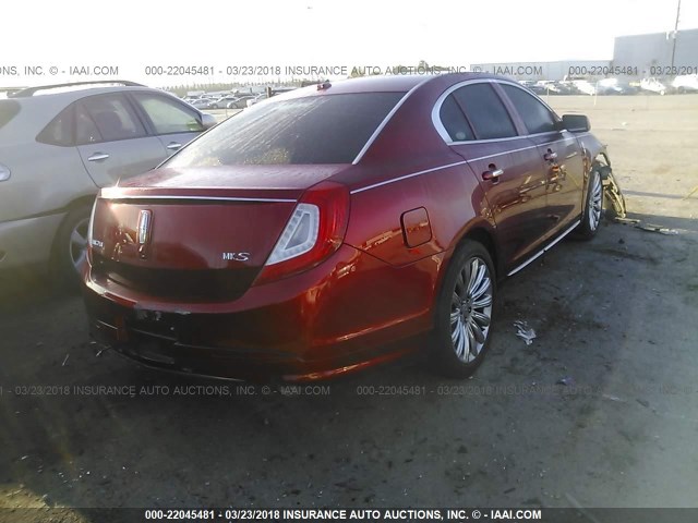 1LNHL9DK1DG611626 - 2013 LINCOLN MKS RED photo 4