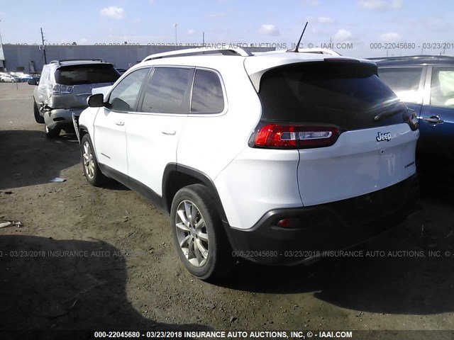 1C4PJLDS1EW318576 - 2014 JEEP CHEROKEE LIMITED WHITE photo 3