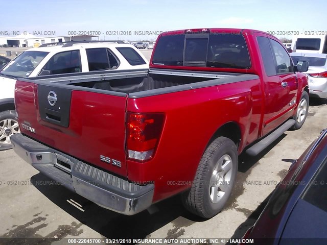 1N6BA06A37N245200 - 2007 NISSAN TITAN XE/SE/LE RED photo 4