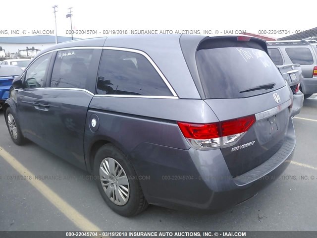 5FNRL5H2XEB002882 - 2014 HONDA ODYSSEY LX GRAY photo 3