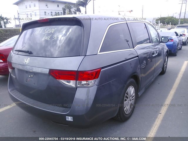 5FNRL5H2XEB002882 - 2014 HONDA ODYSSEY LX GRAY photo 4