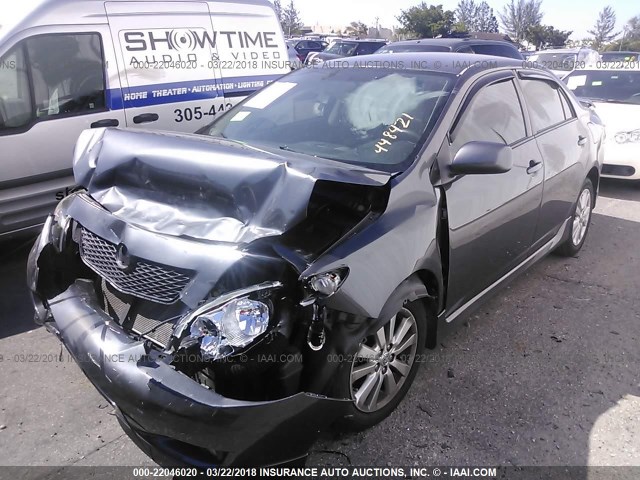 2T1BU4EE4AC448421 - 2010 TOYOTA COROLLA S/LE/XLE GRAY photo 2