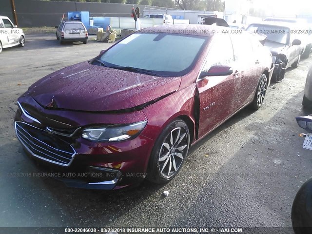 1G1ZE5ST2HF292264 - 2017 CHEVROLET MALIBU LT Қызыл фото 2