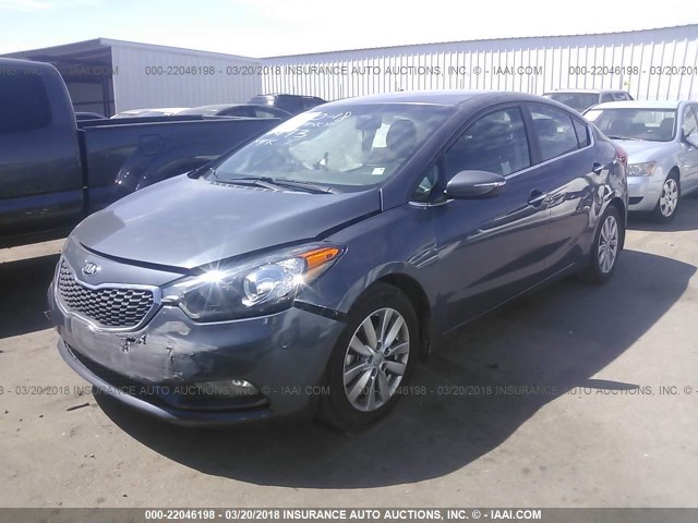 KNAFX4A89E5084473 - 2014 KIA FORTE EX BLUE photo 2