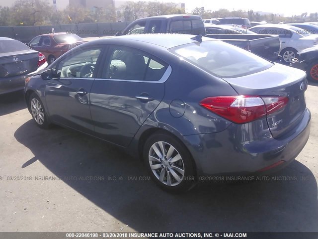 KNAFX4A89E5084473 - 2014 KIA FORTE EX BLUE photo 3