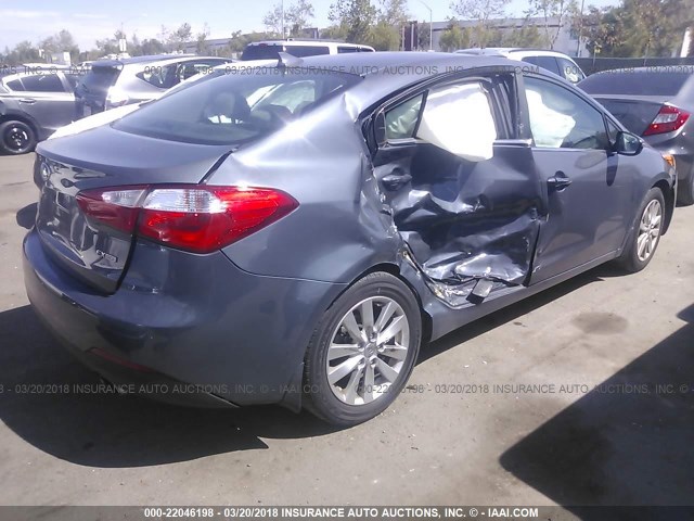 KNAFX4A89E5084473 - 2014 KIA FORTE EX BLUE photo 4